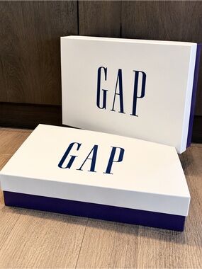 GAP Set of 2 Large Empty Gift Boxes White Navy Clothing Packaging